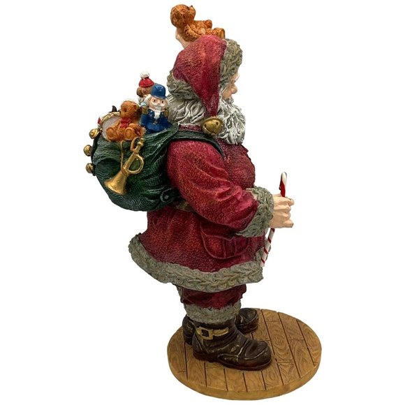 Christmas Santa Claus Resin Polystone Figure 10.5 Inches Tall with Bag of Toys & - Picture 6 of 9